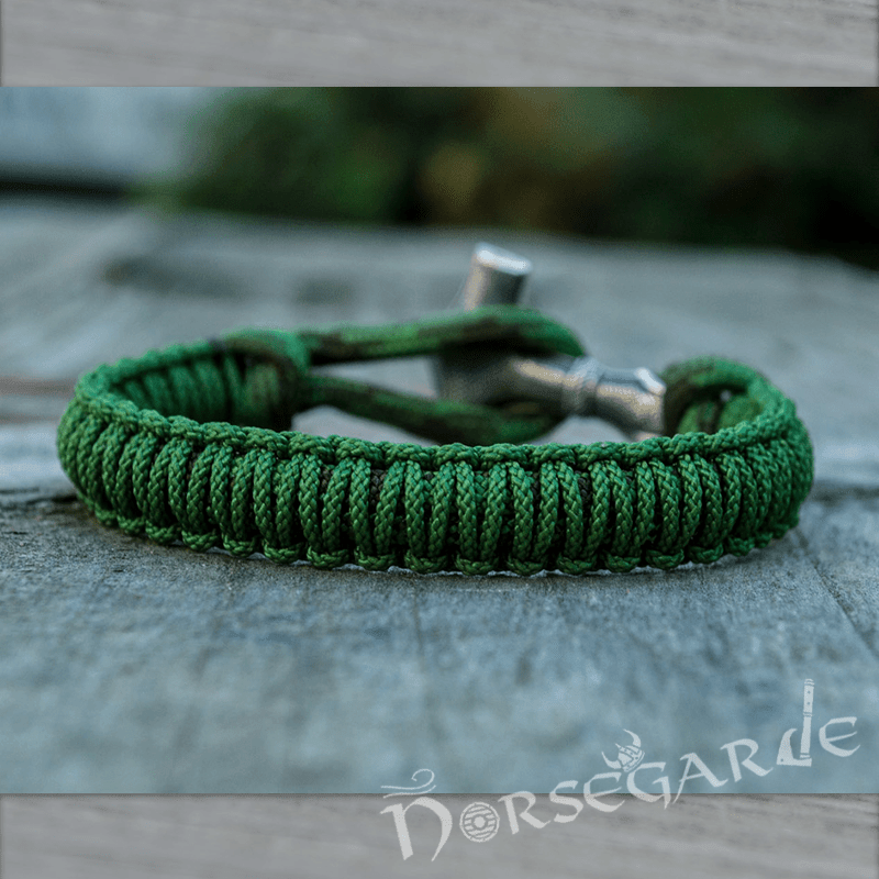 Handcrafted Coyote Paracord Bracelet with Mjölnir - Sterling Silver