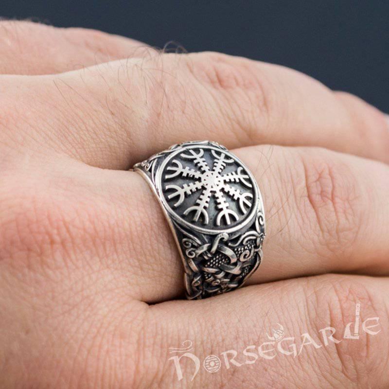 Helm of Awe Ring (Aegishjalmur Ring) Viking Ring Mammen top Style Sterling Silver Ring Scandinavian Norse Viking Jewelry (based on mammen axe)