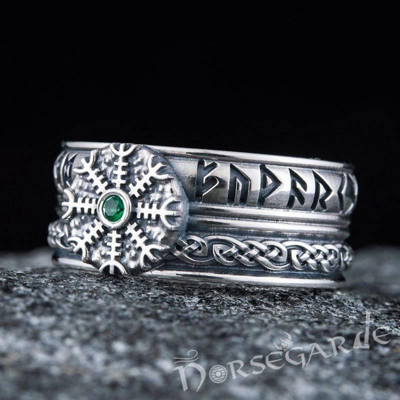 Handcrafted Helm of Awe Runic Band - Sterling Silver - Norsegarde