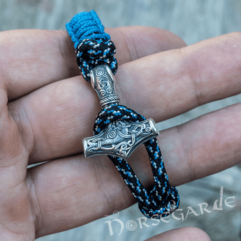 Handcrafted Coyote Paracord Bracelet with Mjölnir - Sterling Silver