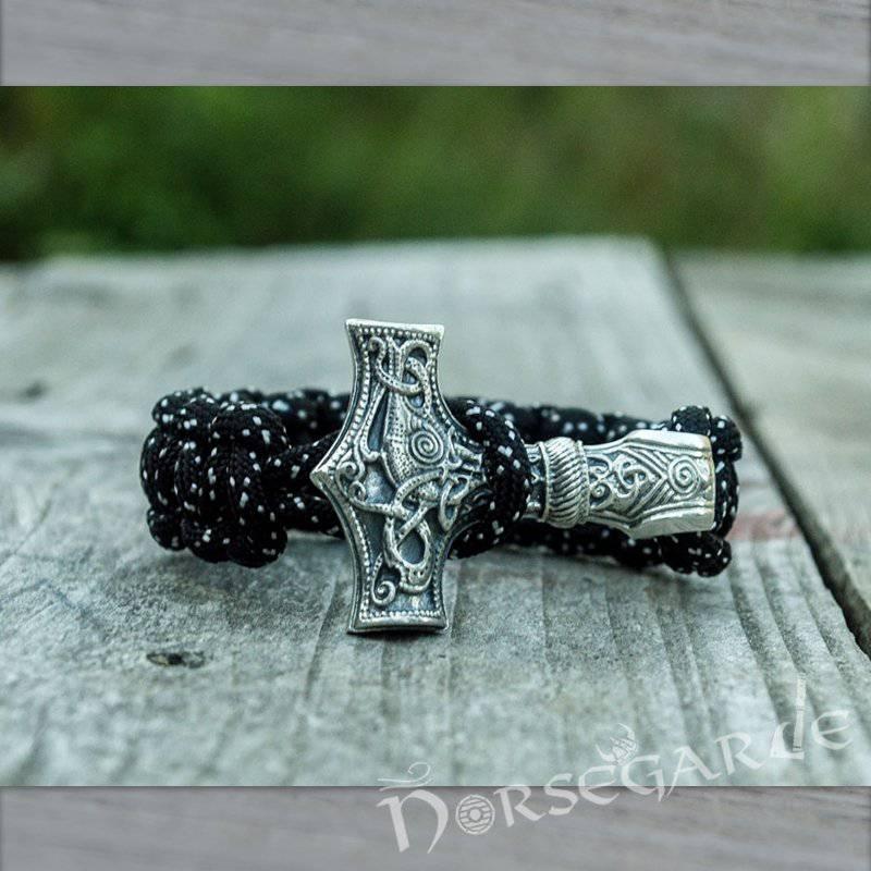 Handcrafted Bark Paracord Bracelet with Mjölnir - Sterling Silver