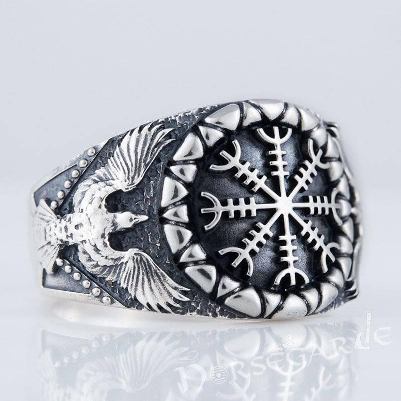 Helm of Awe Ring Odin's mask Aegishjalmur Ring Odin Ravens Viking Ring Hugin and Munin Viking on sale Ravens Ring Sterling Silver Viking Jewelry