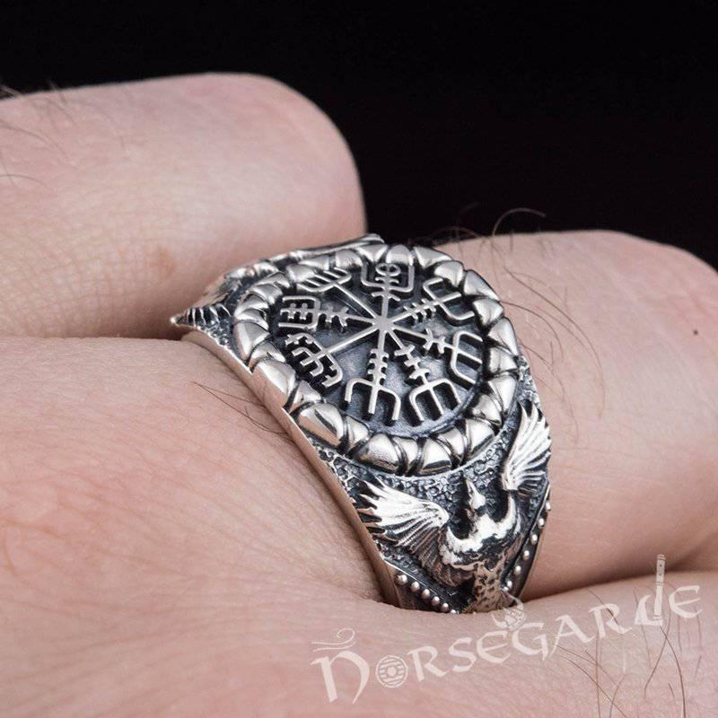 Vegvisir Ring Viking Ring good Ringerike Style Sterling Silver Runic Compass Ring Vegvísir Viking Deer Scandinavian Norse Ring Viking Jewelry