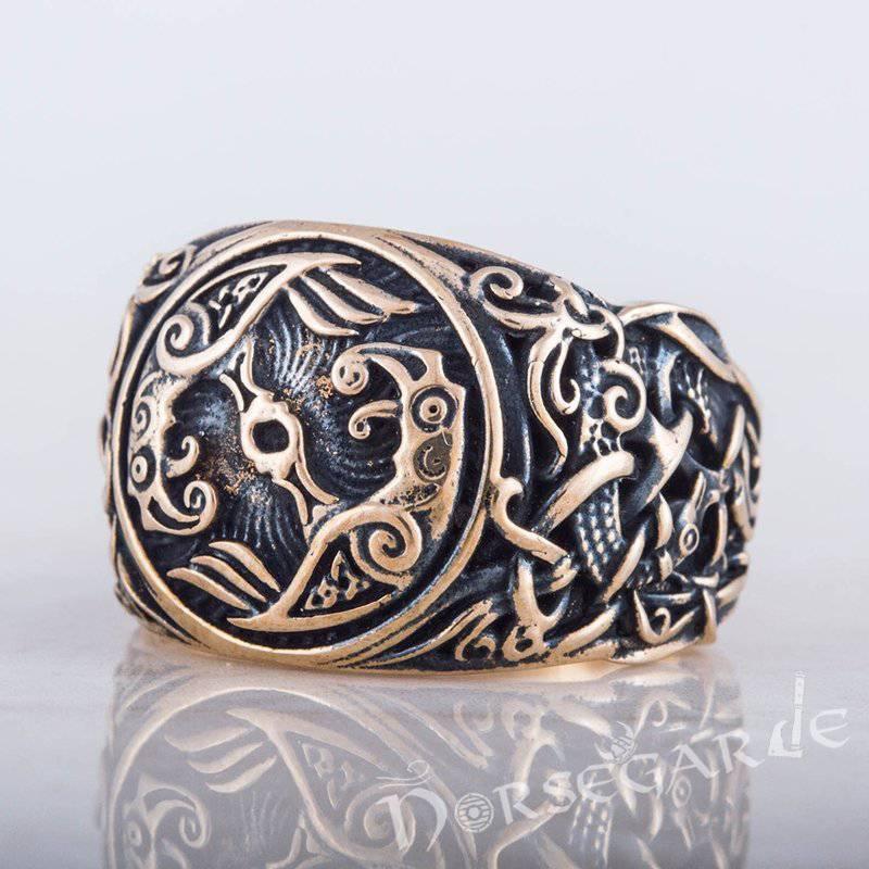 Odin's ravens Bronze Ring, Handmade