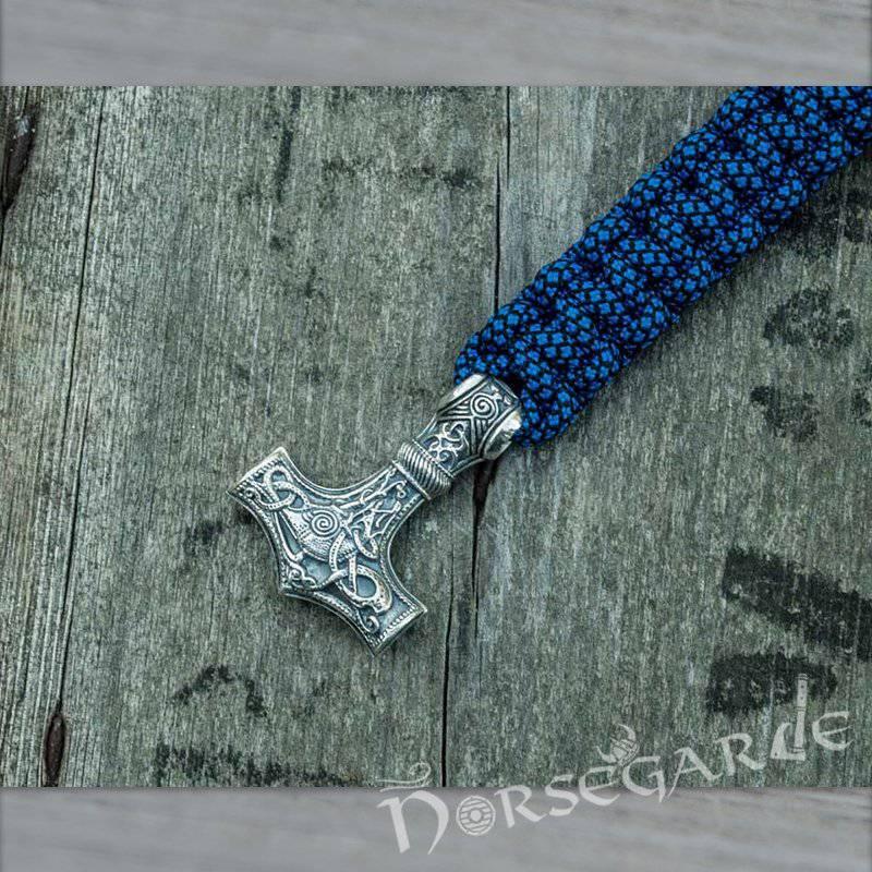 Handcrafted Coyote Paracord Bracelet with Mjölnir - Sterling Silver