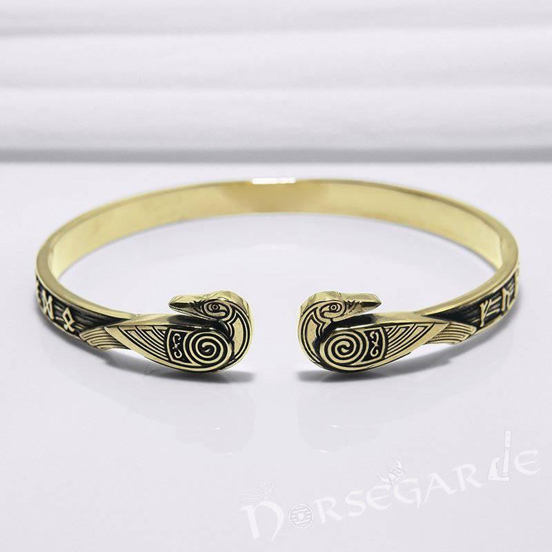 Bronze Viking Odins Ravens Runic Bracelet