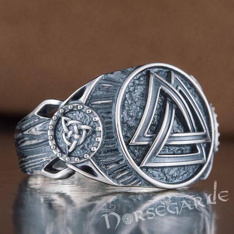 Handcrafted Valknut Druid Signet Ring - Sterling Silver - Norsegarde