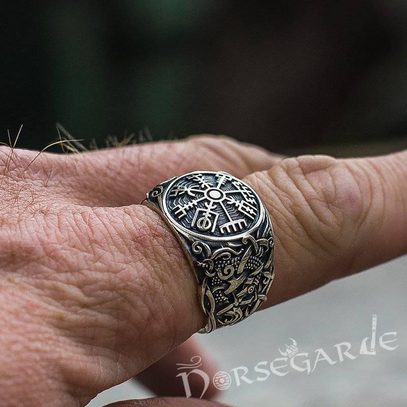 Vegvisir Ring Viking Ring Ringerike Style Sterling Silver Runic Compass Ring Vegvísir Viking 2024 Deer Scandinavian Norse Ring Viking Jewelry