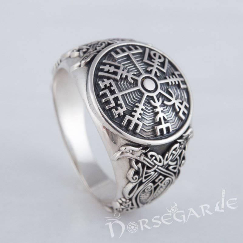 925 SIlver Vegvisir Ring with Triquetra symbols discount and Nordic Ornaments, Viking Ornament Ring, Mammen Ornament Ring, Ring with Vegvisir Symbol