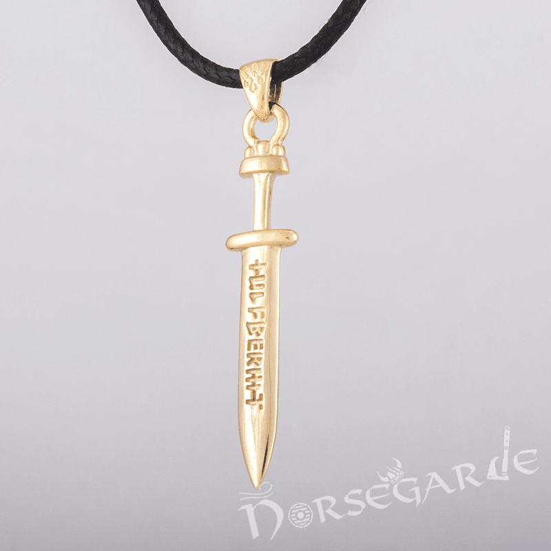 Handcrafted Viking Rune Sword Pendant - Gold - Norsegarde