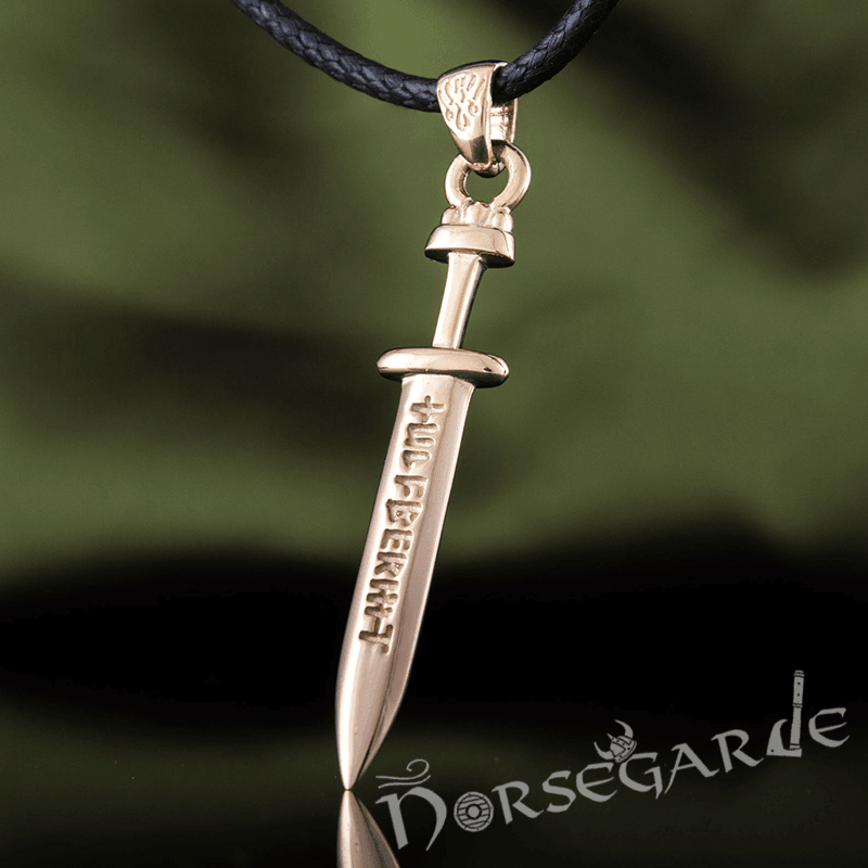 Handcrafted Viking Rune Sword Pendant - Gold - Norsegarde