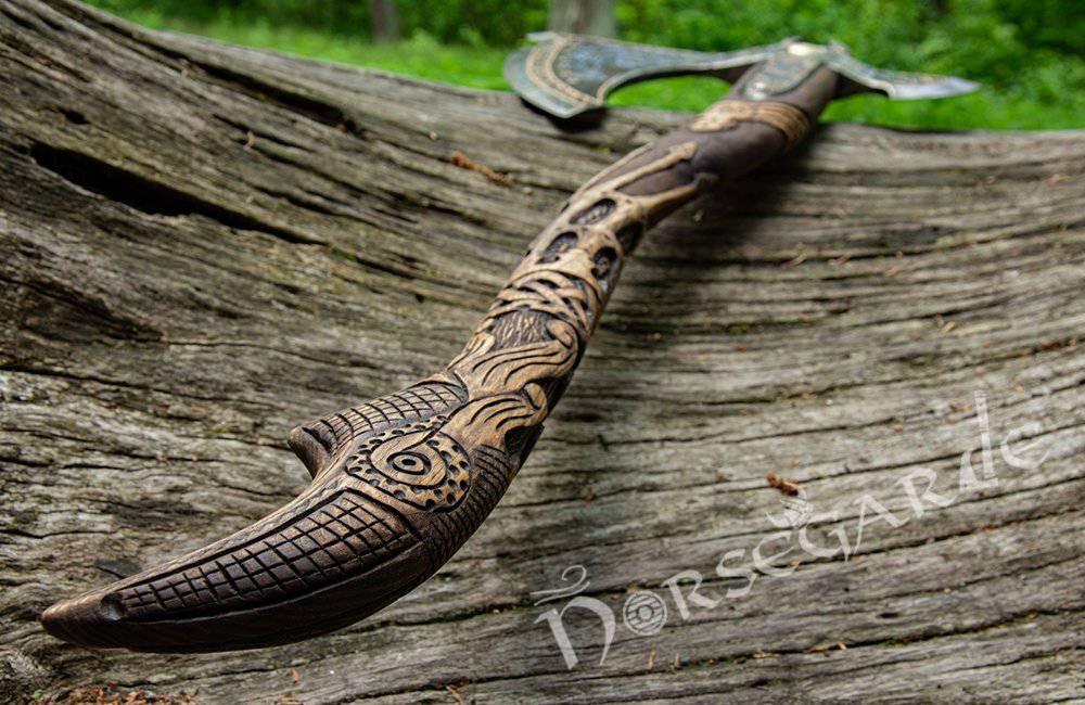 Hand-forged Leviathan Axe with Carved Handle