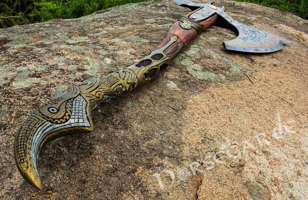 Hand-forged Leviathan Axe with Carved Handle