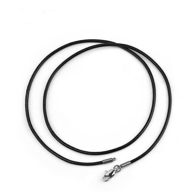 3mm Black Leather Cord Necklace, Stainless Steel, Lobster Clasp