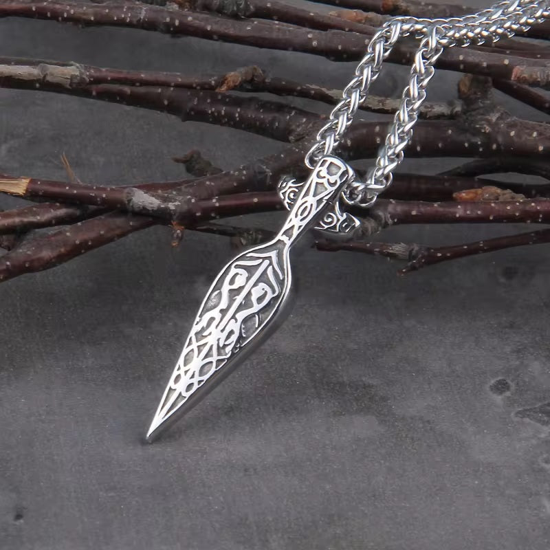 Viking Spearhead Necklace with Heavy Chain - Stainless Steel
