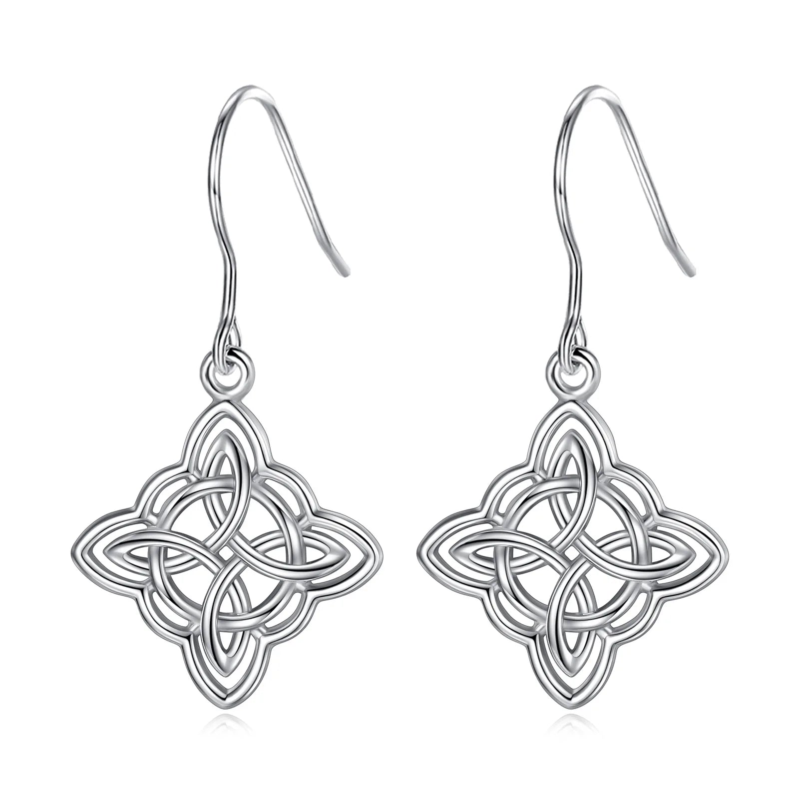 Celtic Double Knot Drop Earrings - Sterling Silver