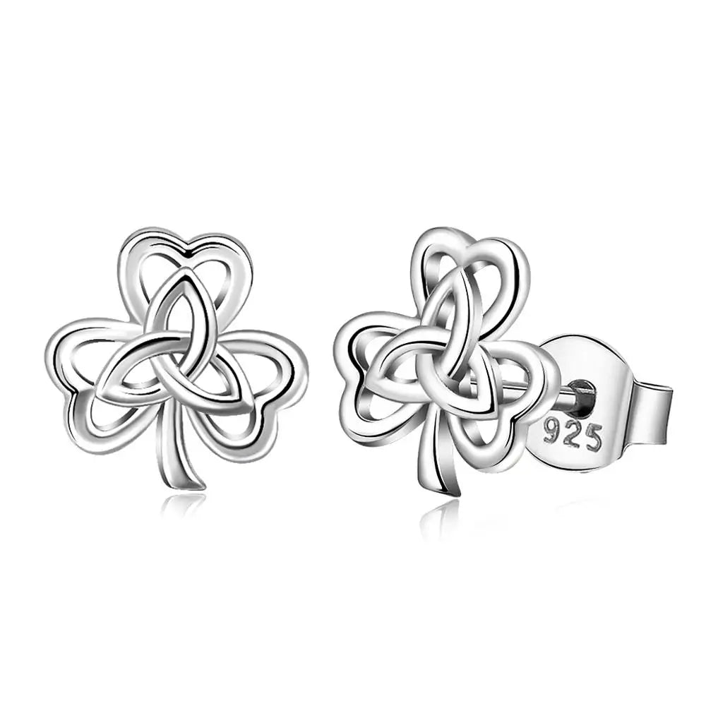 Celtic Clover Stud Earrings - Sterling Silver