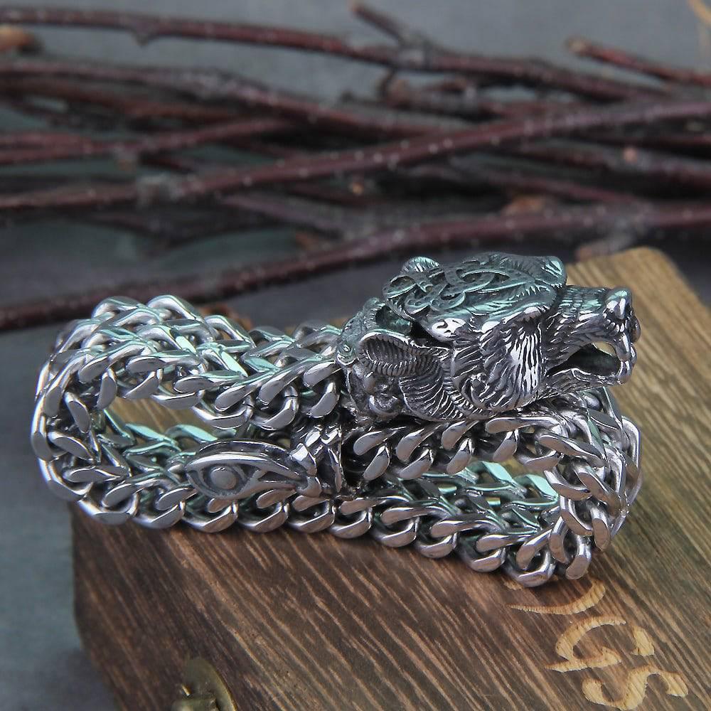 Support Wildlife in Ireland | Steel Link Bracelet | Handmade | Viking | store Nordic | Stainless Steel | 18cm to 23cm | Heavy Steel Chain Bracelet