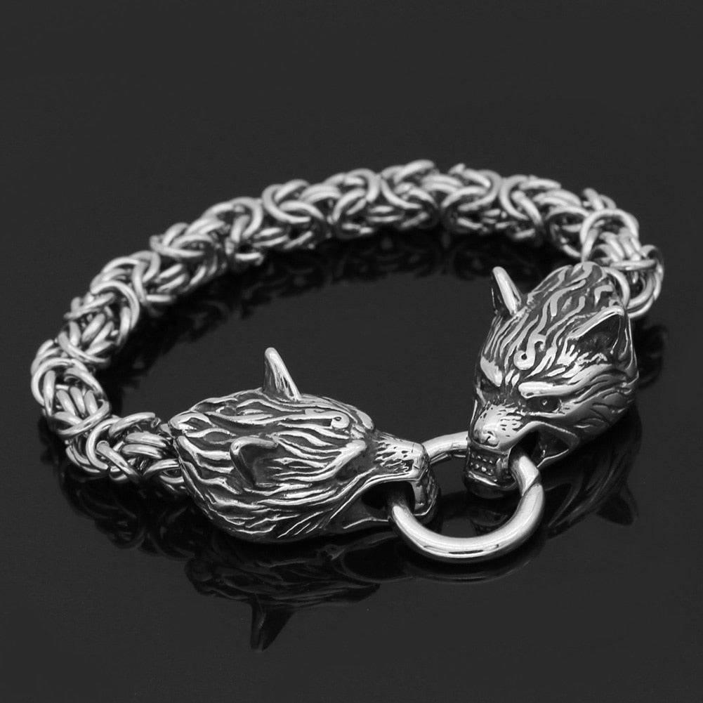 Viking wolf head on sale bracelet